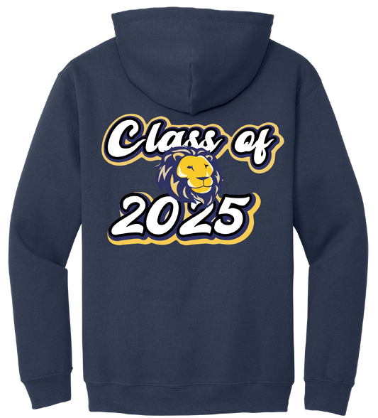 Navy Blue Class Of 2025 Full-Zip Hooded Sweatshirt