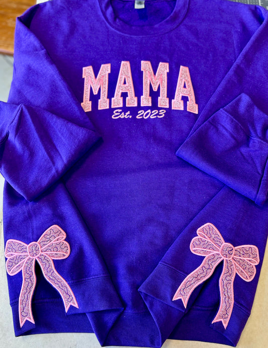 Custom Sweatshirt With Trendy Side Bow and Glitter