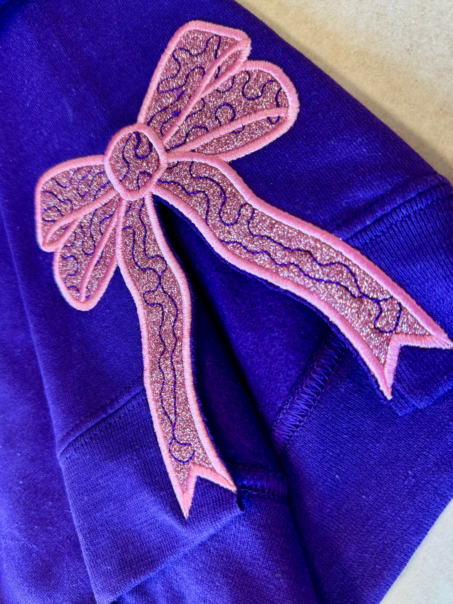 Custom Sweatshirt With Trendy Side Bow and Glitter