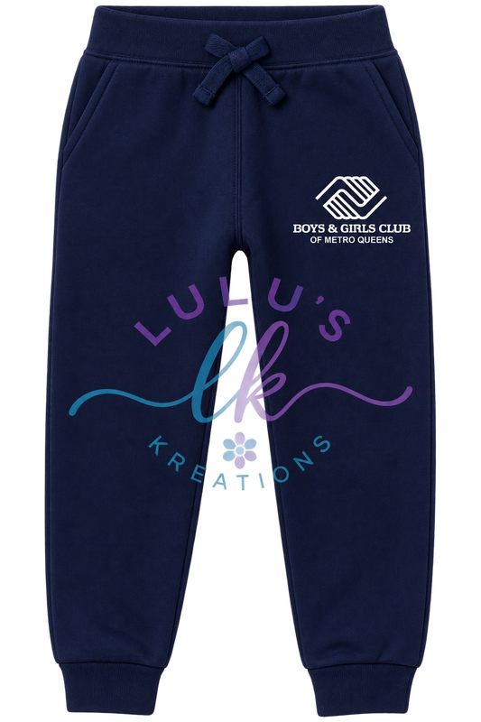 BGCMQ Boys Navy Blue Fleece Joggers - Printed